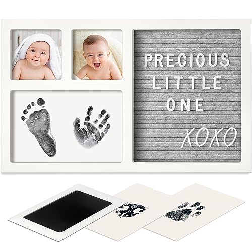 Baby Hand and Footprint Kit with Felt Letterboard, Inkless Ink ...