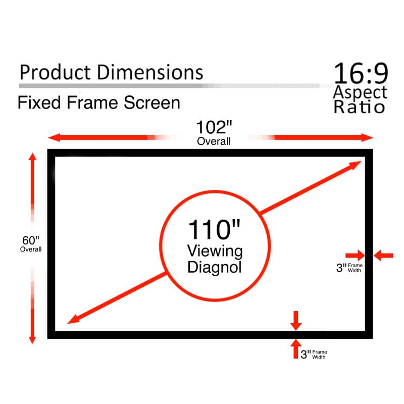 Image of Fixed Frame Projector Screen 16:9 Aspect Ratio, 1.2 Gain Active 3D 4K Ultra HD Projection Screen for Classroom, Office & Home Theater (Bright White 4K, 110 Inch)
