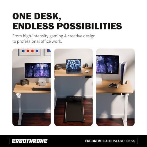 Image of V ONE Electric Standing Desk with 1-Piece Solid Top | Heavy Duty Height Adjustable Computer Desk | 3 Memory Preset | 5 Year Warranty | for Home Office (Maple Fusion, 120 * 60 CM)