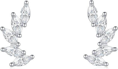 Miniatura 4 de Rnivida Aretes tipo dormilona de plata de ley 925, hipoalergénicos, pequeños aretes de circonita cúbica para mujer