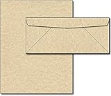 Brown Aged Parchment Style Paper & Envelopes Stationery Set - 40 Sets