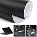YAOBLUESEA 4D Film Autocollant Voiture Vinyle Fibre de Adhésif Carbone pour Voiture Extérieur et Intérieur Décoration 30 X 200cm Noir