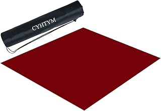 CYHTYM Almohadilla de Mahjong Antideslizante con Base de Goma silenciosa de Color sólido, Bolsa de Almacenamiento Negra con cordón, tapete de Escritorio para el hogar(Red,70CM/27.5")