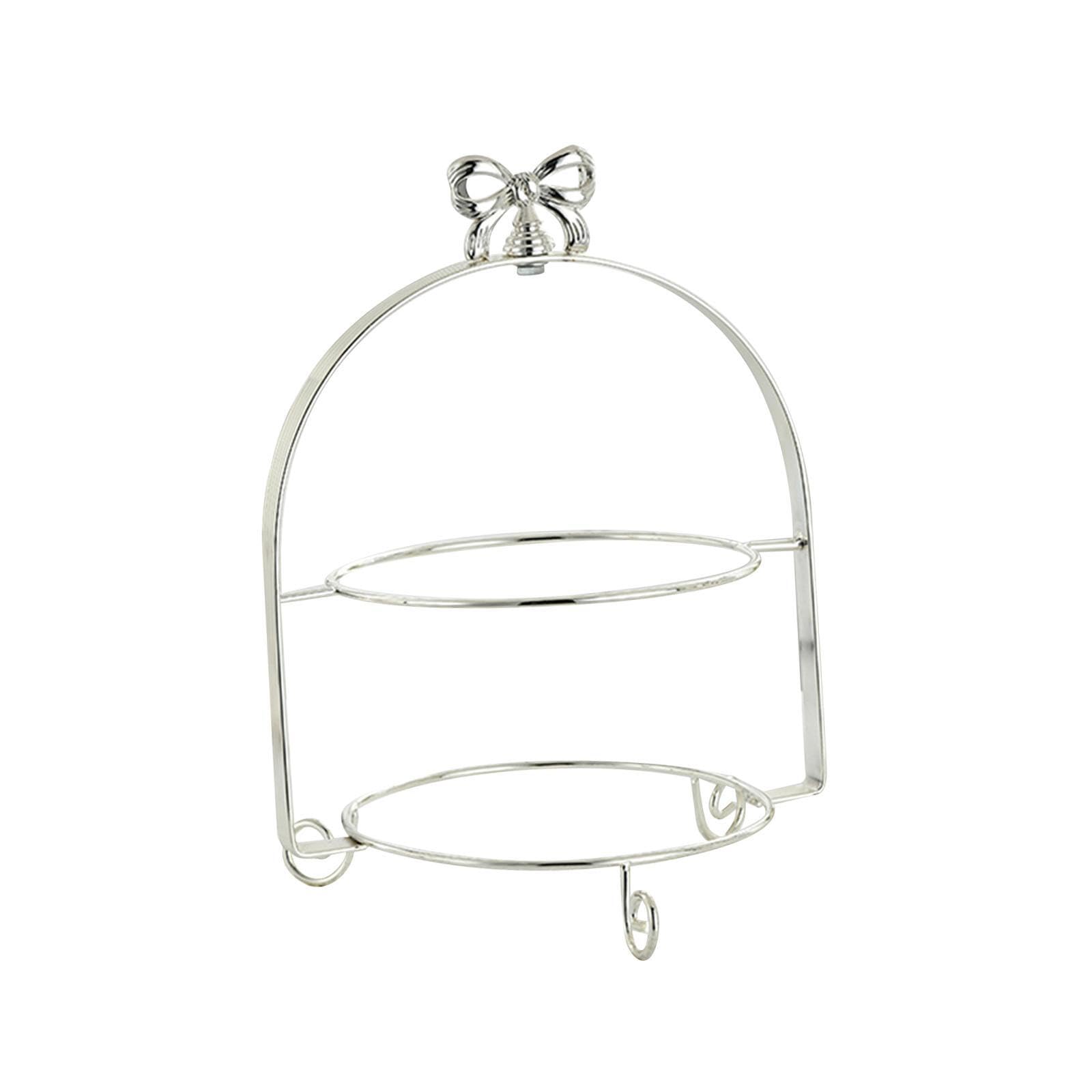PIXZCSA Stylish Metal Decorative Dessert Display Serving Stand Upscale Events And Hosting Guests Cupcake Stand Is Beautifully Crafted Modern And Stylish, silvery, double tier