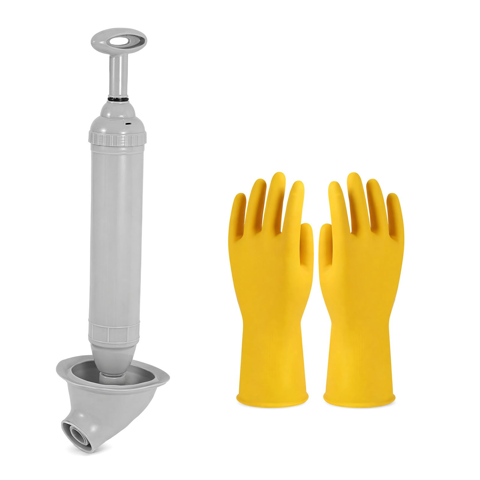 2pcs High Pressure Toilet Plunger Set, 48×13cm Arc Fit Grey Plunger