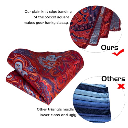 Image of 5PCS Mens Premium Silk Tie, Pocket Square, Cufflinks, Drilled Tie Ring and Lapel Pin Set for Wedding Groom Party