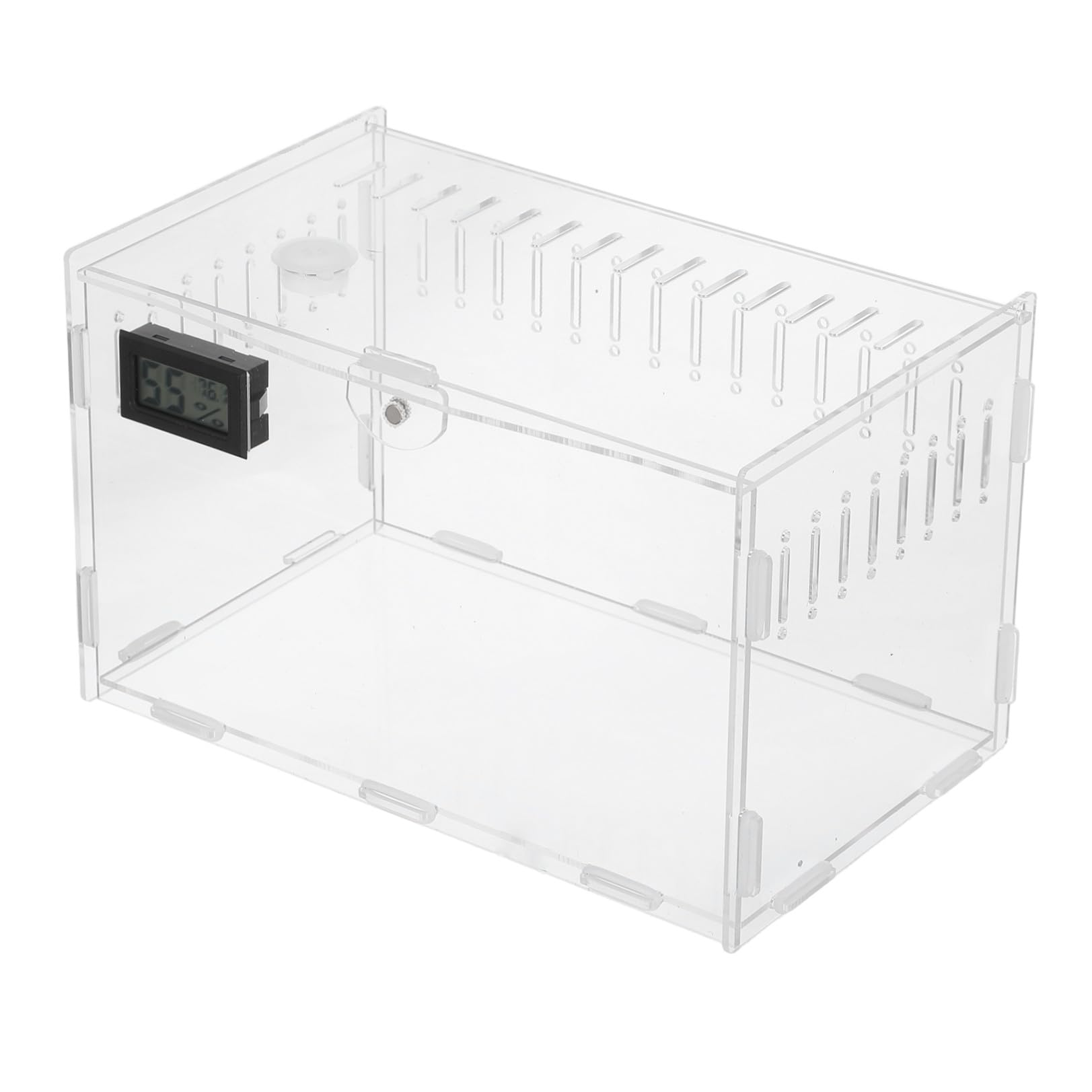 Generico Terrario per Monitoraggio Termometro per Igrometro in di e Acrilico 360° Trasparente con in, Ventilazione e Base Rimovibile Rettili per Allevatori