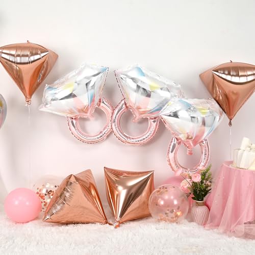 Image of Rose Gold Diamond Balloons 4 Pcs,Foil Diamond Balloons for Wedding Decor
