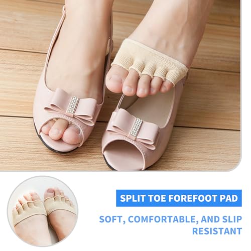 Image of SooGree 2Pairs Toe Topper Half Socks - Ball of Foot Cushions, Forefoot Pads for Women No Show Socks