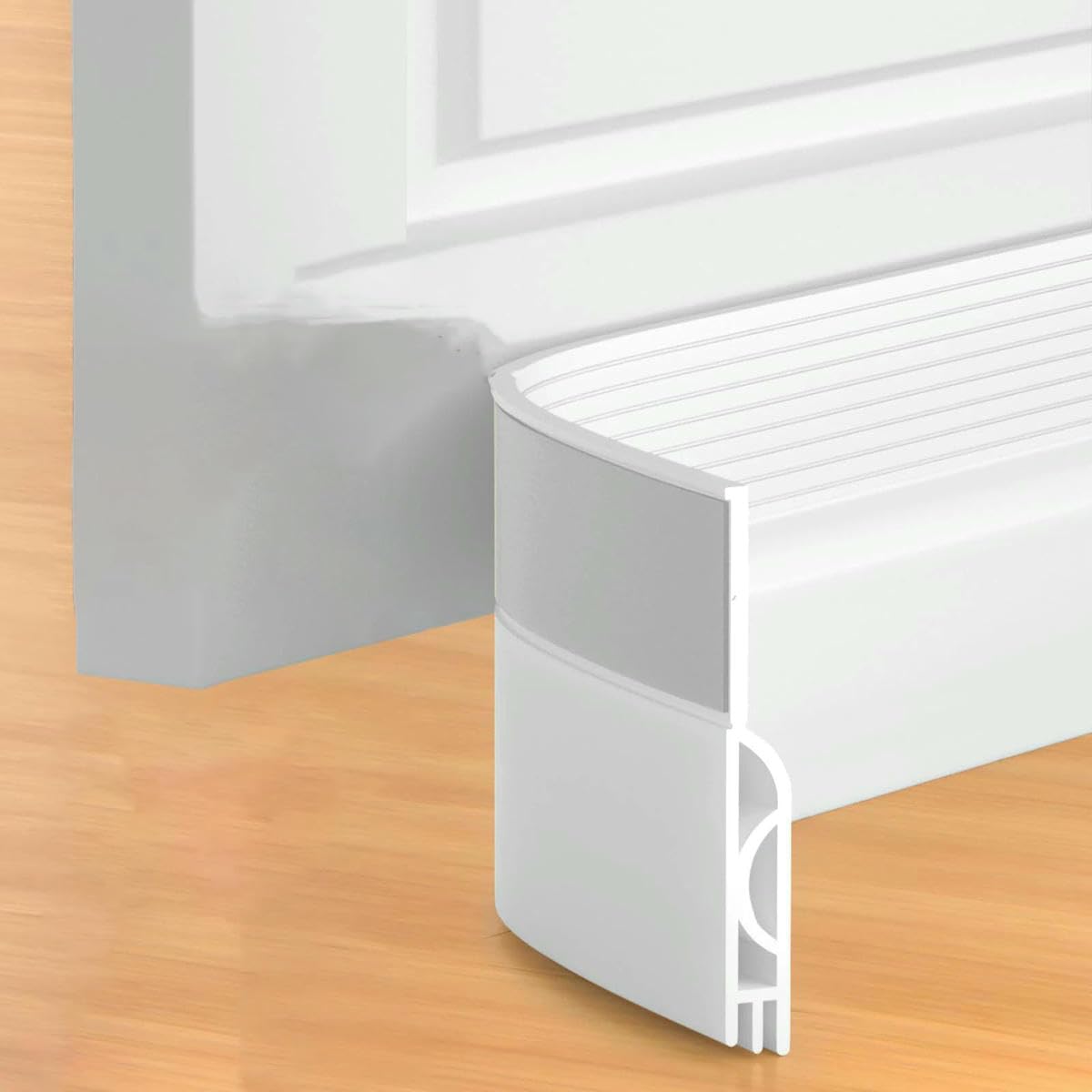 1/2M Door Draft Stopper Door Sweep for Bottom of Door Weather Stripping Door Bottom Seal Blocker Air Noise Under Door Gap Filler-2m-White