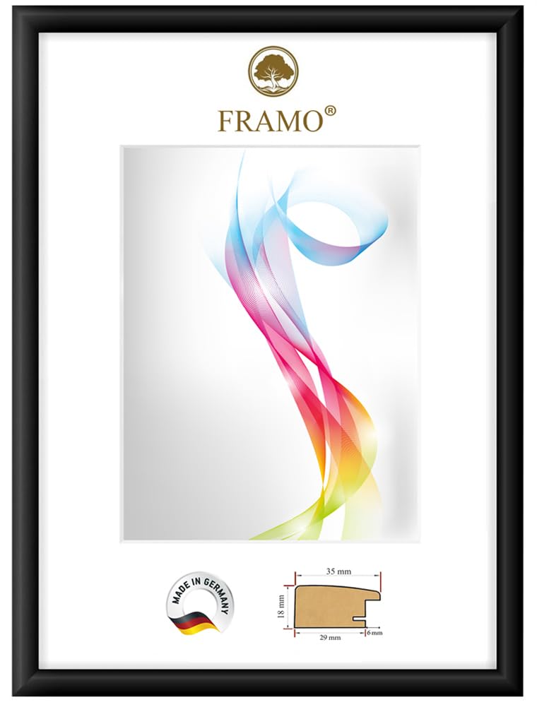 FRAMO Marco de fotos de madera 75 x 105 cm (Tamaño de la imagen) en negro mate | Tamaño seleccionable | Carteles | Rompecabezas | Collage | Personalizado