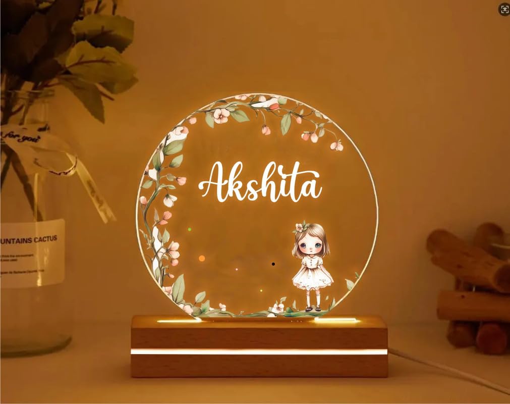 THE GRANDEUR Acrylic Customised LED Lamp, Gift Items for Women, Men, Birthday Gift Girlfriend, Kids, Friend, Return Gift Kids Birthday, Personalised Gift Girls Boys (Design 2), Transparent