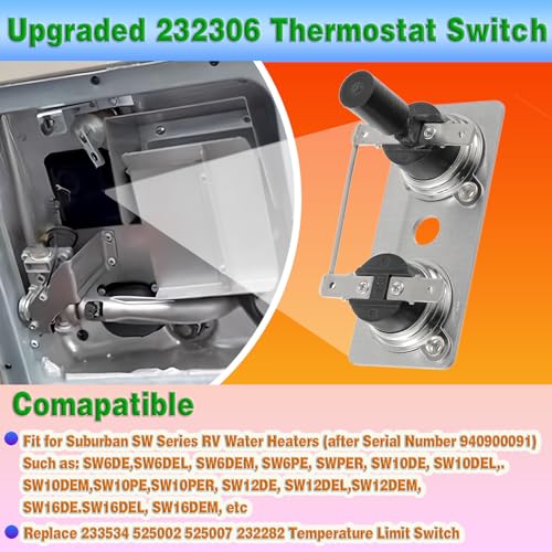 Image of Upgraded 232306 Thermostat Switch RV Water Heater Thermostat RV Water Heater Parts 120V Compatible with Suburban Heaters 2 Pack