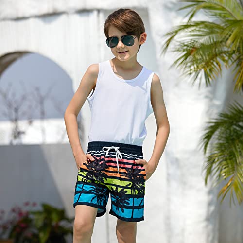 Image of Cozople 7-16T Teen Boys Swim Trunks Quick Dry UPF 50+ Swimwear Bathing Suit for Big Boys Beach Swim Boards Shorts