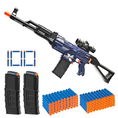 Toy Gun Automatic Sniper Rifle Realistic Toy for Nerf Guns Dart, Electric Foam Blaster - 100 Darts 2 Magazine Indoor Outdoor Toys for Adult or Boy Age 8-12 Years Old