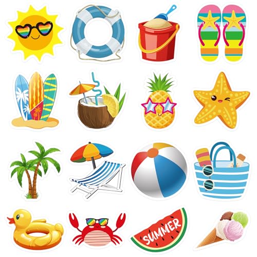 480Pcs Summer Stickers for Kids Waterproof Beach Sticker for Water Bottle Cute Summer Decals for Envelopes Cards Party Supply Decoration Teacher Reward (Simple)