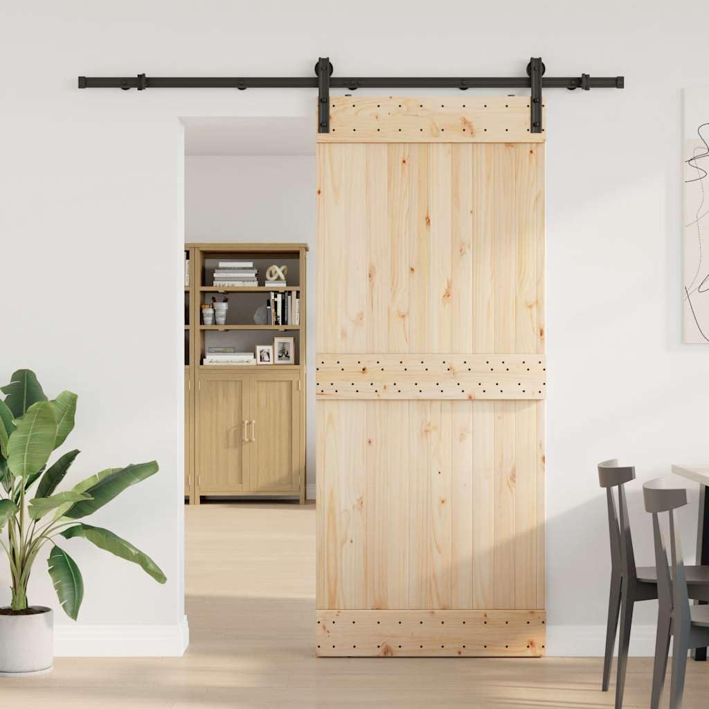 Juego de herrajes para puerta corredera de 200 cm de acero con recubrimiento en polvo negro con tope de puerta y guía de suelo para puertas de habitaciones, montaje, seguridad y apertura silenciosa