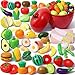 おままごと 食材セット 89ピース りんご型収納ケース付き 切れる 野菜 果物 おもちゃ 面ファスナー まな板 包丁2本付き 食育 知育 ごっこ遊び お片づけ クリスマス プレゼント