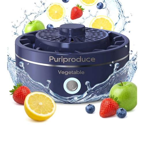 Puriproduce Vegetable Cleaner Portable Food Purifier Machine for Removing Surface Impurities Wax & Grime IPX7 Waterproof Wireless Produce Washer for Fruits Meat Veggies - Kitchen Gadget. (Blue)