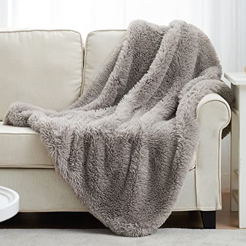 Cozy Bliss Super Soft Fuzzy Faux Fur Throw Blanket For Couch 50"X60", Long Hair Fluffy Shaggy Throw Blanket, Luxury Plush Decorative Throw Blanket For Sofa Bed (50" X 60", Grey) #TOP15