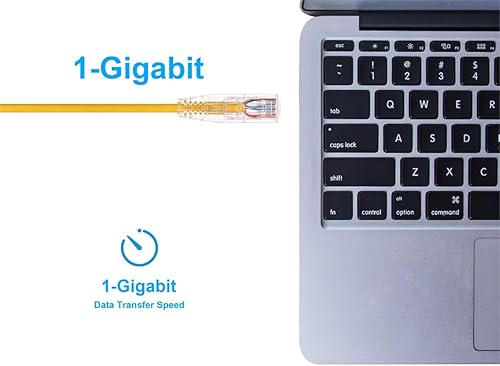 Miniatura 5 de Monoprice Cable de conexión Ethernet Cat6, sin enganches, trenzado, 550 MHz, UTP, clasificación CMR, 28 AWG, 3 pies, amarillo, serie SlimRun