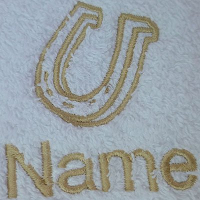 EFY Horse in Horse Shoe Design and Personalised embroidered name on towel (Bath Towel)