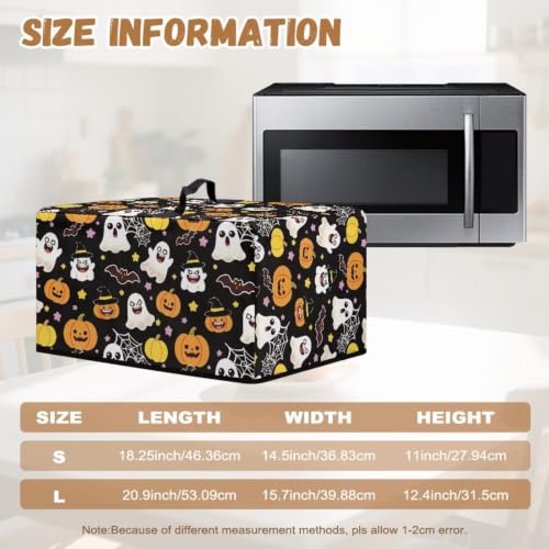 Image of Microwave Oven Dust Cover Decorative Air Fryer Toaster Oven Cover for Indoor Kitchen Halloween Decor, S, Cartoon Ghost Pumpkin Spider-Web Print