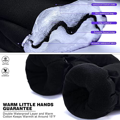 Thxtoms Kids Winter Gloves, Waterproof Ski Snow Gloves For Boys And Girls, Winter Warm Gloves For Cold Weather Outdoor Play (Black Ages 11-14) #TOP2