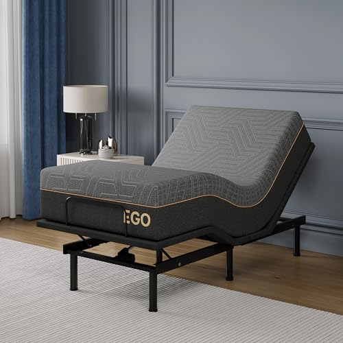 Image of EGOHOME Twin XL Adjustable Bed Frame and 12 inch Memory Foam Mattress | 12 inch Removable Legs, Wireless Remote, Head and Foot Incline, Anti Snore, Zero Clerance Easy Assembly, 38 inch x 80 inch