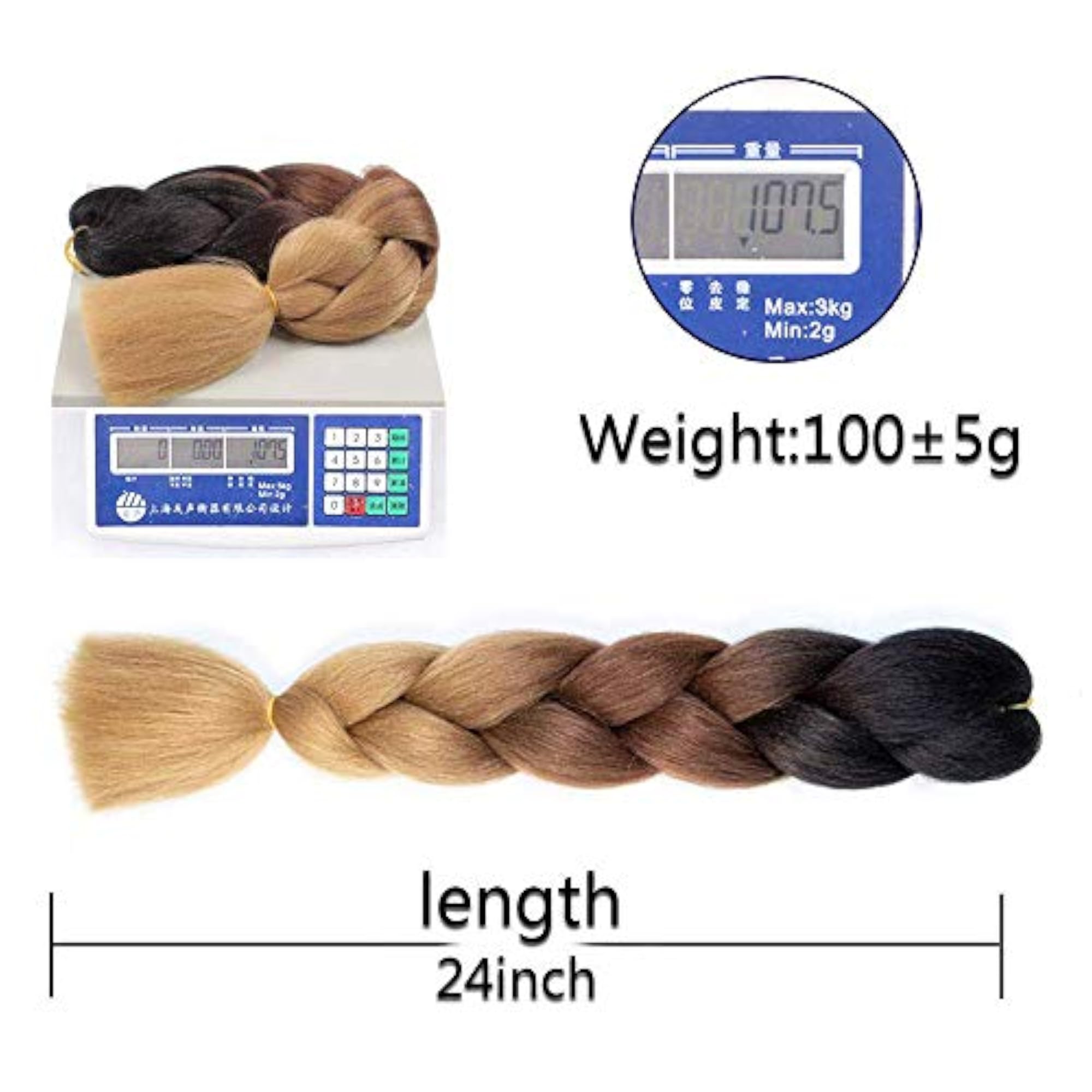 6 Packs Ombre Jumbo Braiding Hair Extensions 24 Inch