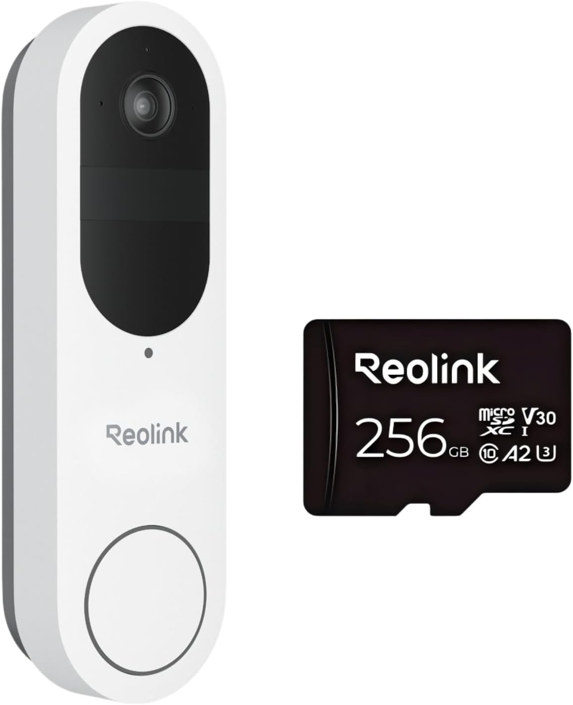 REOLINK Video Doorbell (Battery) with 256GB microSD Card Bundle, 1:1 Head-to-Toe View, 2.4/5 GHz WiFi, Person/Vehicle/Package Detection, No Monthly Fees
