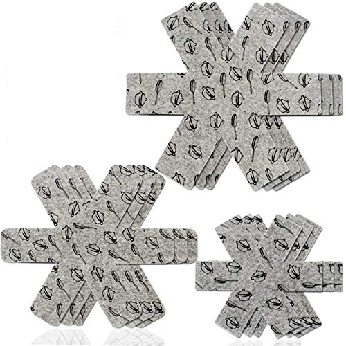 Protector Sartenes 9 Piezas, Sartenes Cacerola Sartén apilables, Fieltro para olla, cacerola,...