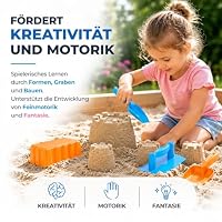 TK Gruppe Timo Klingler Sandspielzeug Set - Sandkastenspielzeug - mit Diversen Formen, Sieben, Rechen, Schaufel für Sandkasten & Sandförmchen für Jungen & Mädchen (4 Teilig) – Ansicht 4