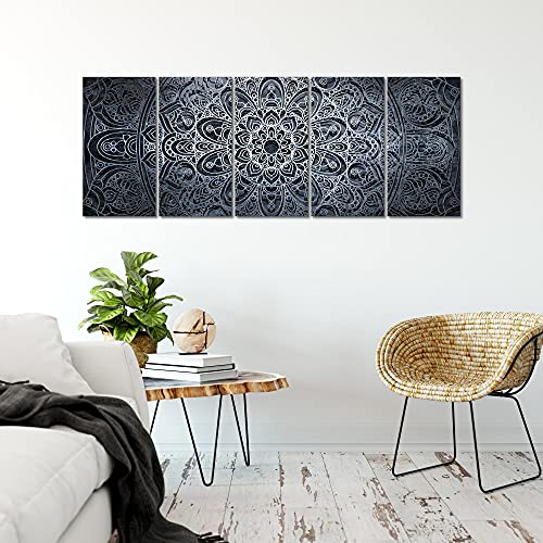 Runa Art Wandbild XXL Mandala Abstrakt 200 x 80 cm Schwarz Weiss Grau 5 Teilig - Made in Germany - 109455c – Bild 5