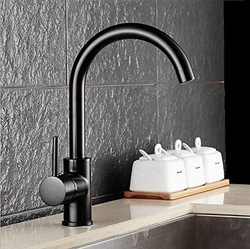 Robinet de cuisine noir anti-calcaire en laiton pour évier double bac
