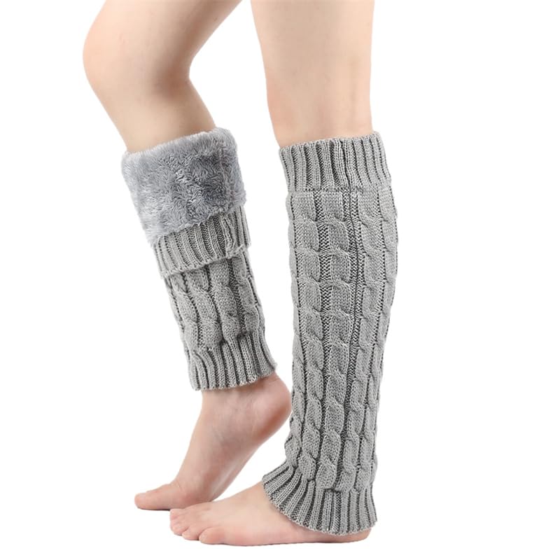 hardinoxWinter Warm Fleece Lined Leg Warmers for Women Knit Skating Leg Cover Long Boot Socks