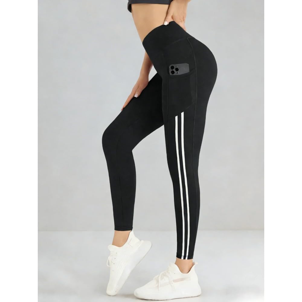 DYRBF Leggings da donna a vita alta per yoga, modellanti, ad asciugatura rapida, controllo della pancia, con tasche, per palestra, corsa