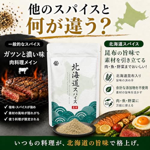 ノースプラス 北海道万能スパイス 100g 利尻昆布使用 アウトドアスパイス BBQスパイス 肉 魚 野菜 万能調味料 キャンプ 調味料 国産