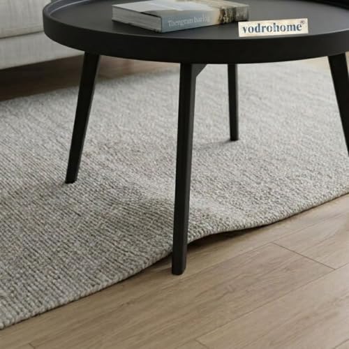 Image of Mango Solid Wood Coffee Table - Round Centre Table with- Mango Ideal Tea Table for Living Rooms C#045 (Matt Black)