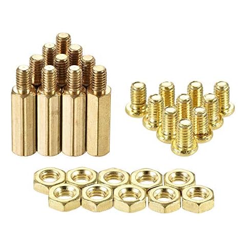 sourcing map 10Sätze M4 Sechskant Messing Abstandshalter 18mm+6mm Schrauben Mutter Cover