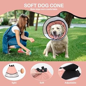 XXL Dog Cone Collar for Large Dog๏ผDog Collar After Surgery to Stop Licking, Soft Dog Cone for Pet 360ยฐVision Protective Dog Recovery Collars & Cones Pink