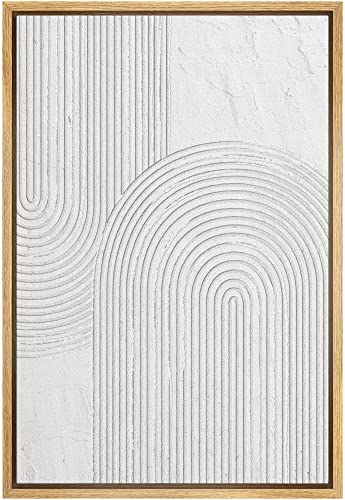 SIGNWIN-Framed-Canvas-Print-Wall-Art-White-Retro-Geometric-Line-Spiral-Duo-Abstract-Shapes-Illustrations-Modern-Art-Decorative-Contemporary-Colorful-for-Living-Room-Bedroom-Office-24×36-Natural