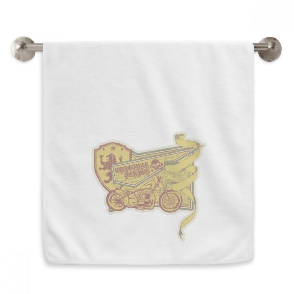 Serviette moelleuse moto jaune graffiti 13x29 pouces blanche