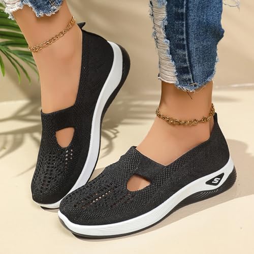 Women's Orthopedic Walking Shoes,Woven Breathable Orthowalkway Womens Sneakers,Lightweight Non-Slip Arch Support Slip on Shoes3