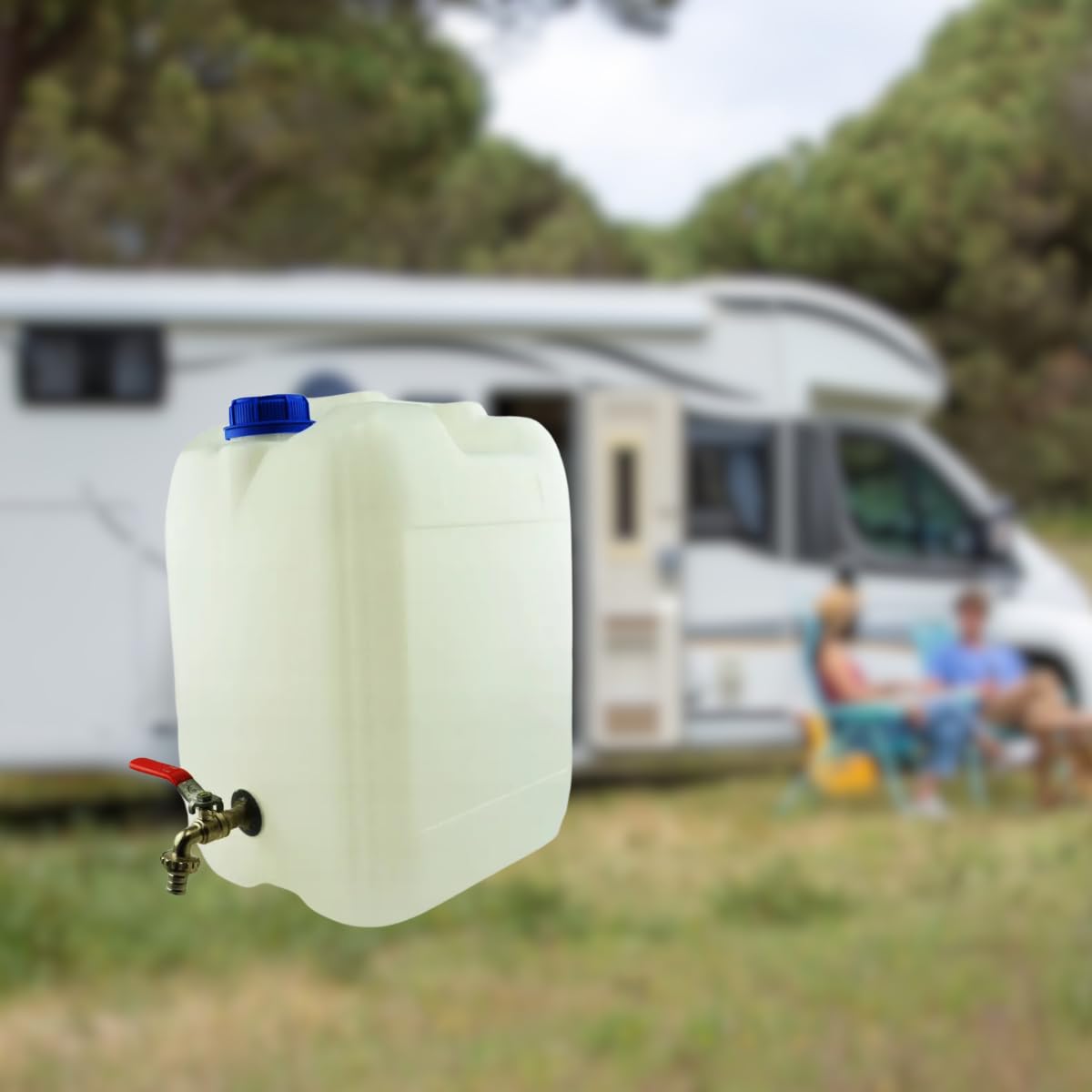 Bidón de agua de 20 l de plástico, depósito de agua con grifo, bidón de agua potable, depósito de agua, bidón de plástico, para casa, jardín, coche y camping, etc., cierre hermético