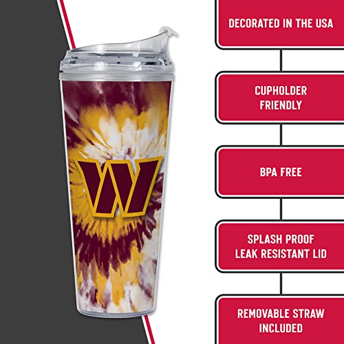 Image of Rico Industries NFL Football Glitter 24oz Acrylic Glitter Tumbler with Hinged Lid, Officially Licensed Double Wall Tumbler with Straw