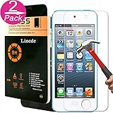 Touch 6 Screen Protector,iPod Touch 5 Screen Protector,Linycase 2 Pack Super HD Clear,Anti-Scratch,Easy Installation 3D Tempered Glass Screen Protector for Touch 5 / 6 Generation