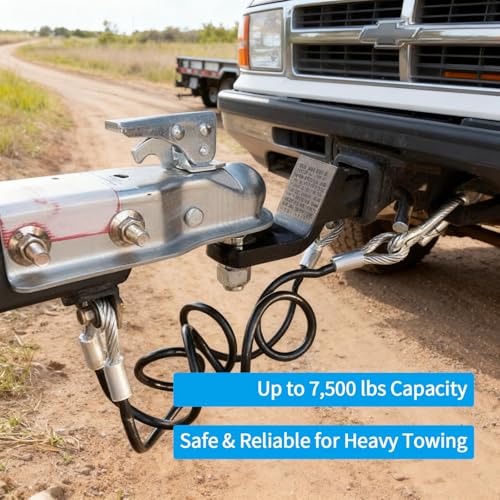 Image of 44 inch Trailer Safety Cables with 17 /32 inch S-Hooks 7500 lbs 2 Pack | 3 /8 inch Vinyl-Coated Galvanized Steel with 17 /32 inch S-Hooks, 7500 lbs Break Strength, 2-Pack Heavy Duty Towing Safety Chains