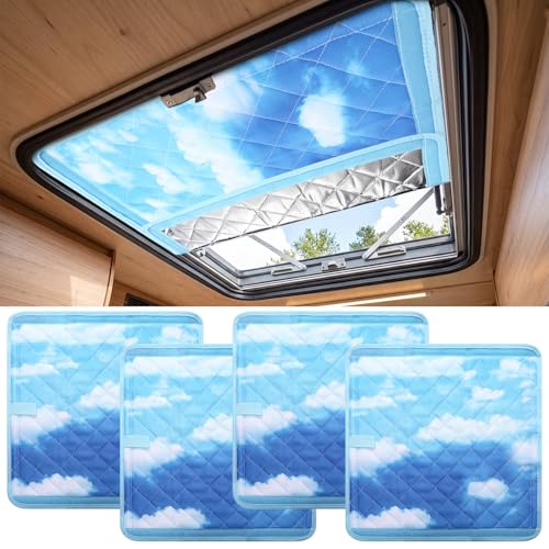 BBTO 4 Pcs Rv Skylight Insulation Cover 16"x16" Foldable Rv Vent Cover Camper Sun Blackout Removable Skylight Shade Roof Ventilation Shield for Motorhome Tailer Accessories by BBTO - Used condition - US$12.03