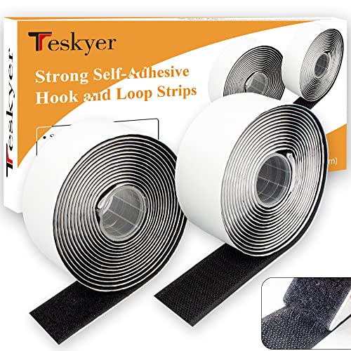 Teskyer Hook And Loop Strips With Strong Adhesive, 1.18 X 118 Inch Heavy Duty Back Adhesive Hook Loop Fastener Mounting Tape For Organizing, Hanging, Indoor Or Outdoor, Home Office Or School Using #TOP24